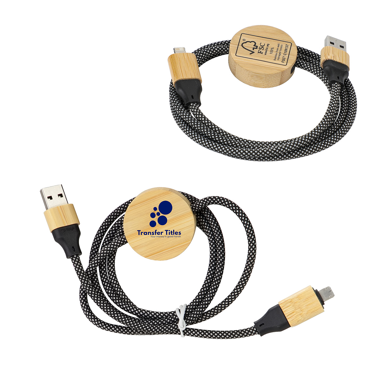 Picture of Bolt 4-in-1 39" Bamboo and RPET 100W Charging & Data Cable