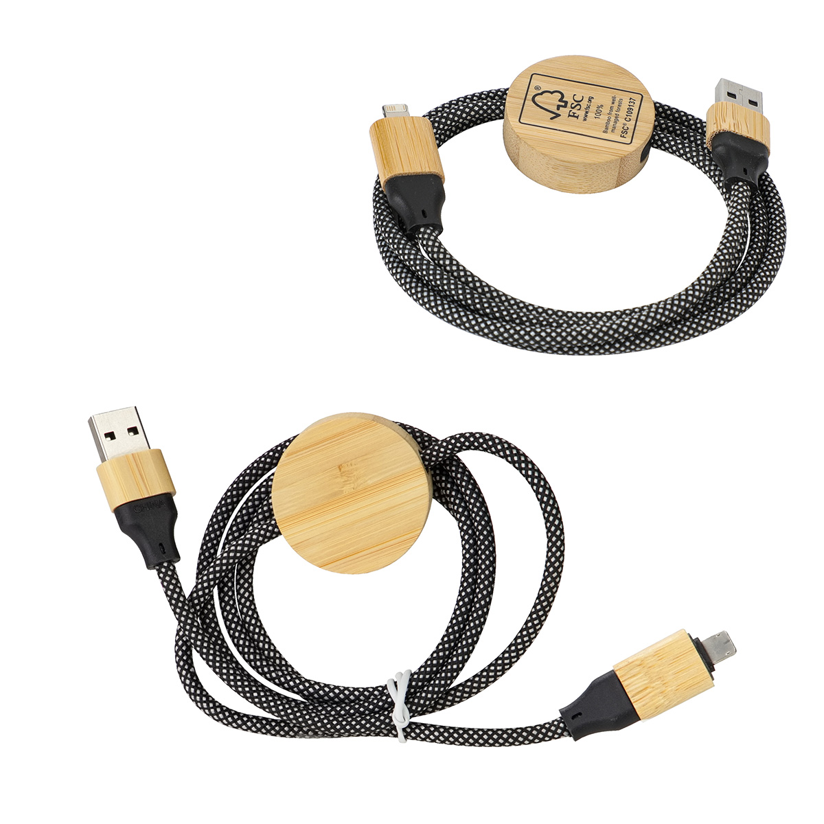 Picture of Bolt 4-in-1 39" Bamboo and RPET 100W Charging & Data Cable