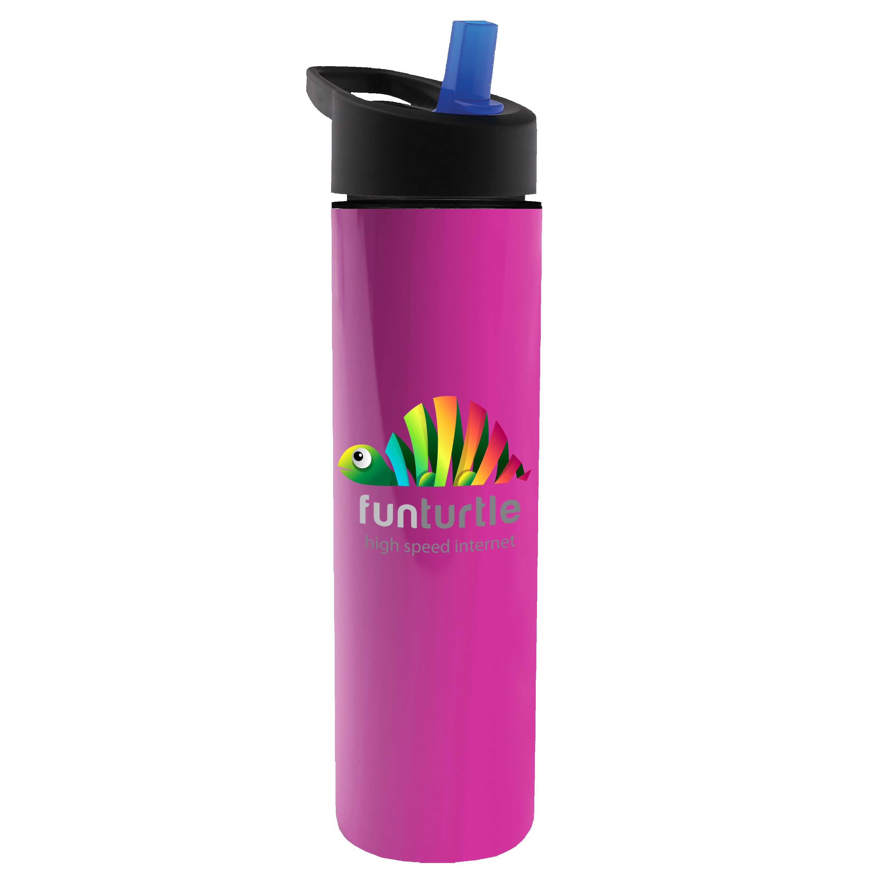 Picture of Garyline® Slim Double-Wall Insulated Bottle with Flip-Straw Lid - 16 oz.