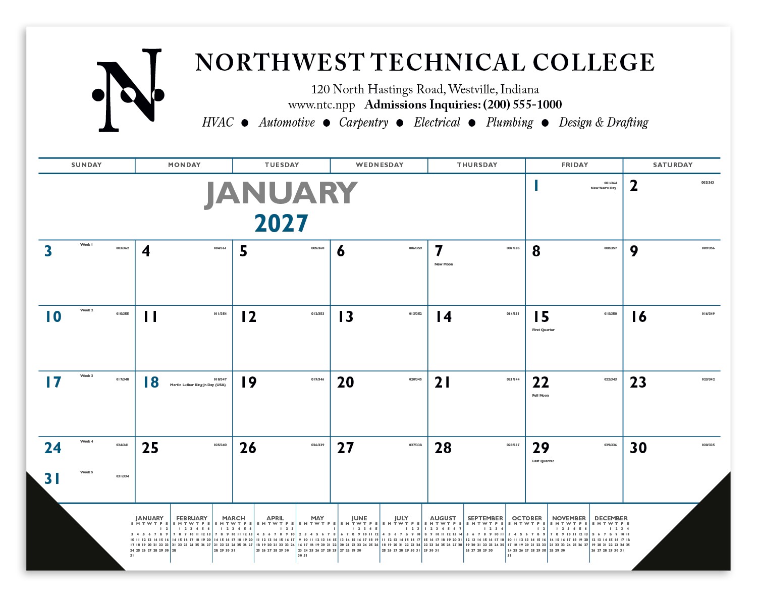 Picture of Triumph® Calendars Blue & Black Desk Pad with Vinyl Corners