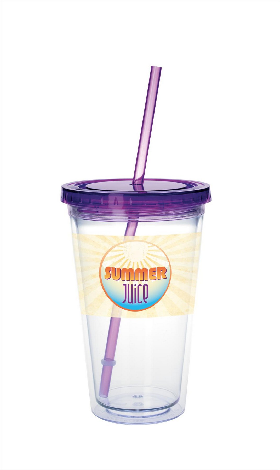 Picture of Good Value™ Clear Tumbler with Colored Lid - 18 oz.