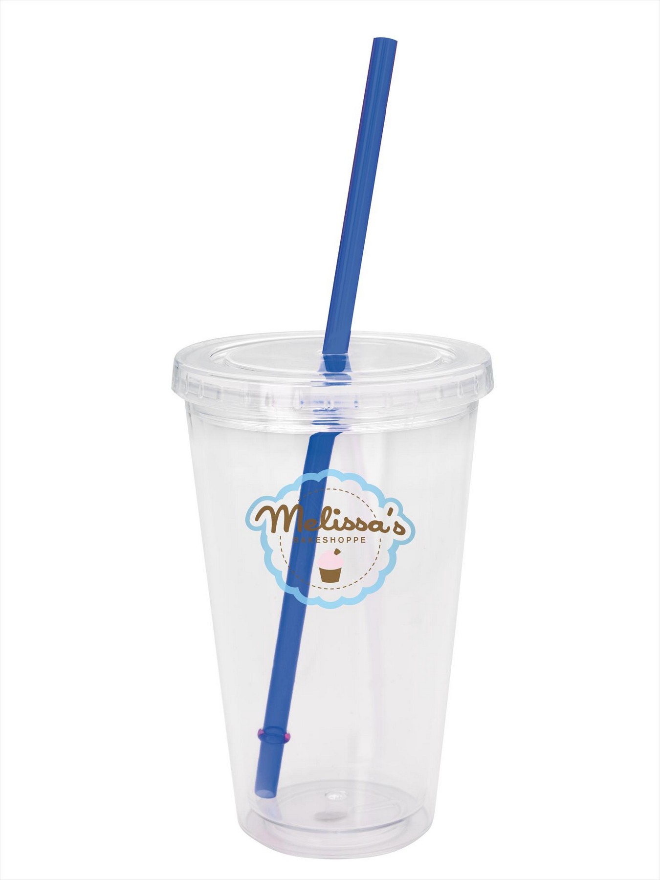 Picture of Good Value™ Clear Tumbler with Colored Lid - 18 oz.