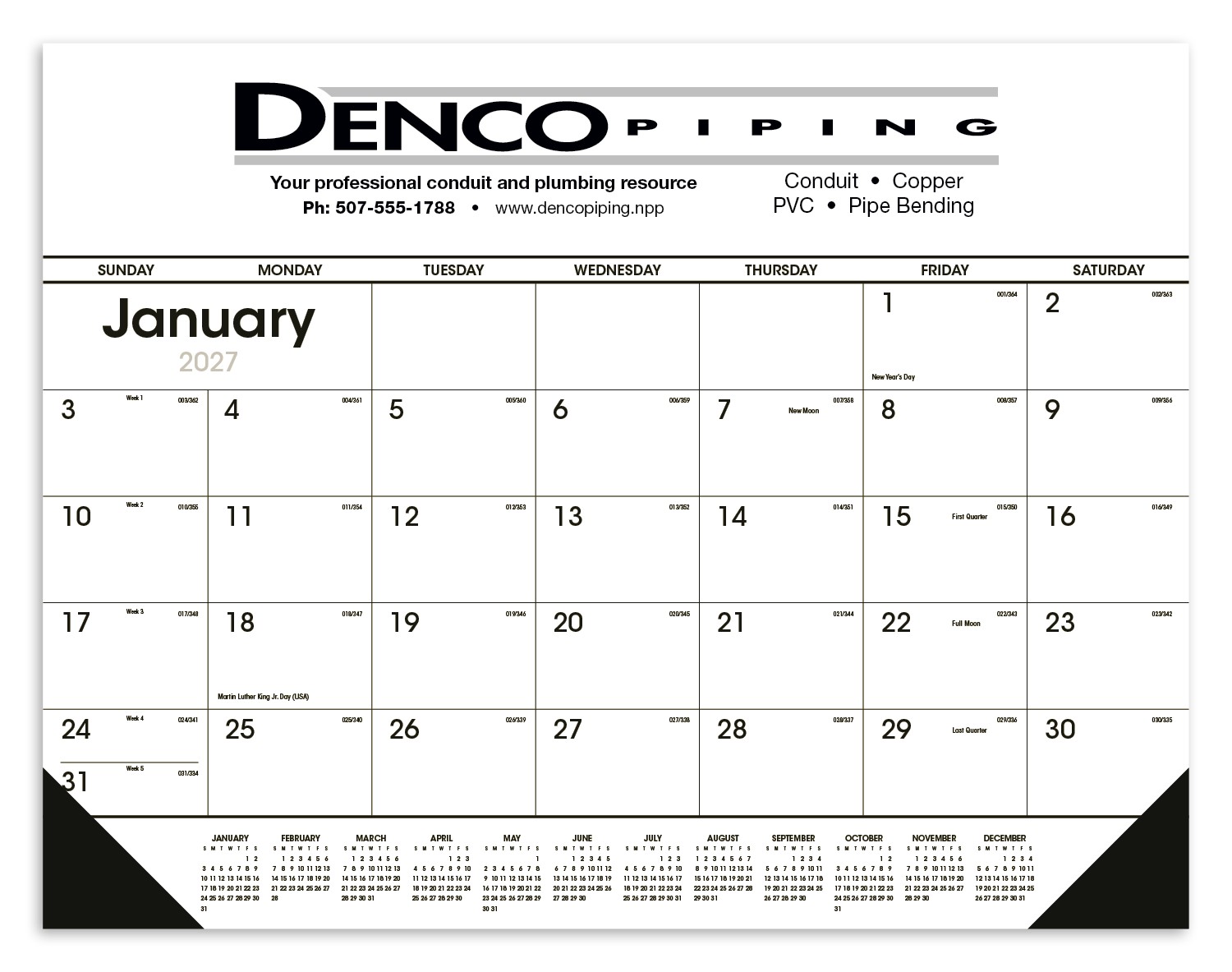 Picture of Triumph® Calendars Black & White Desk Pad with Vinyl Corners