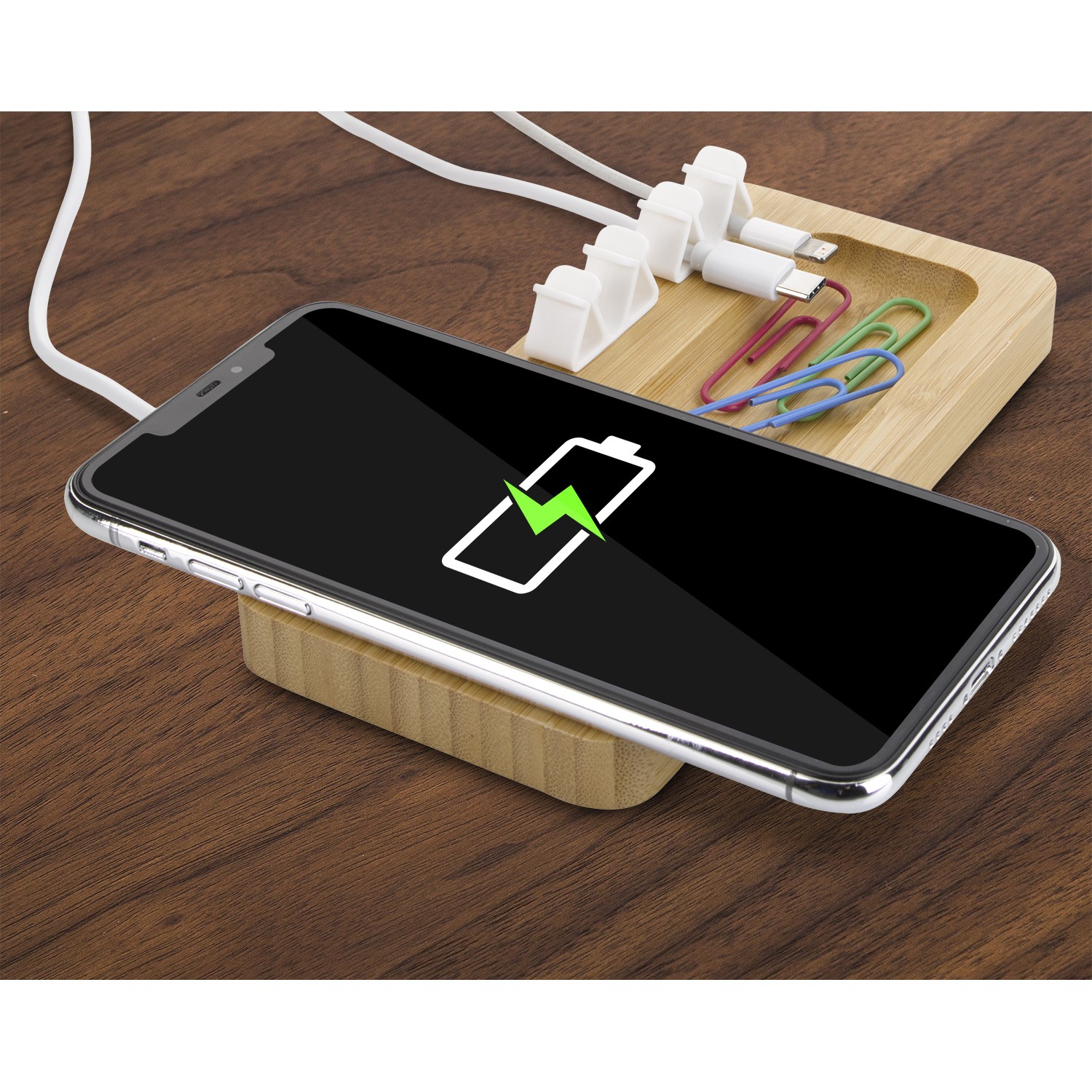 Picture of Bamboo 10W Wireless Charging Pad with Cable Organizer