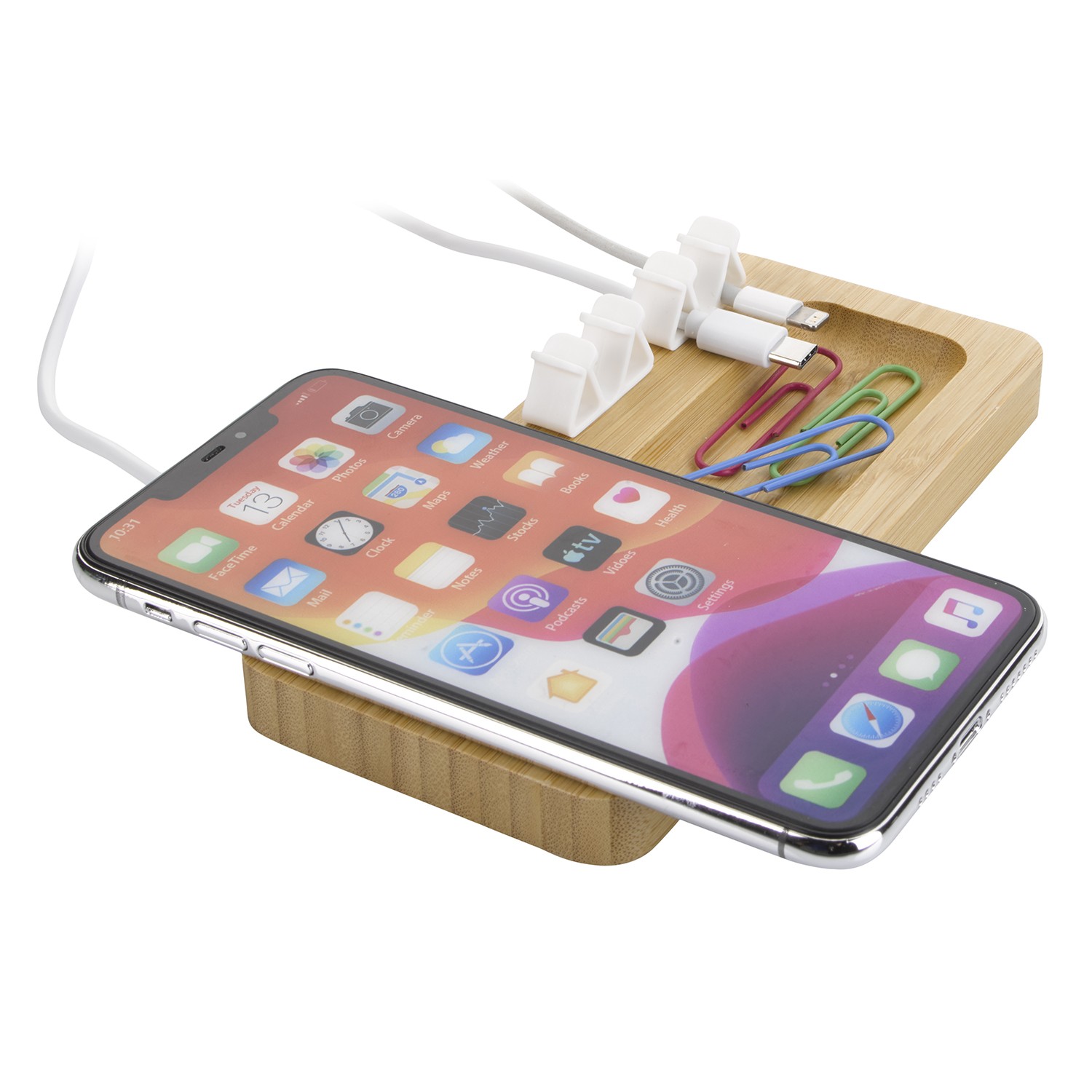 Picture of Bamboo 10W Wireless Charging Pad with Cable Organizer