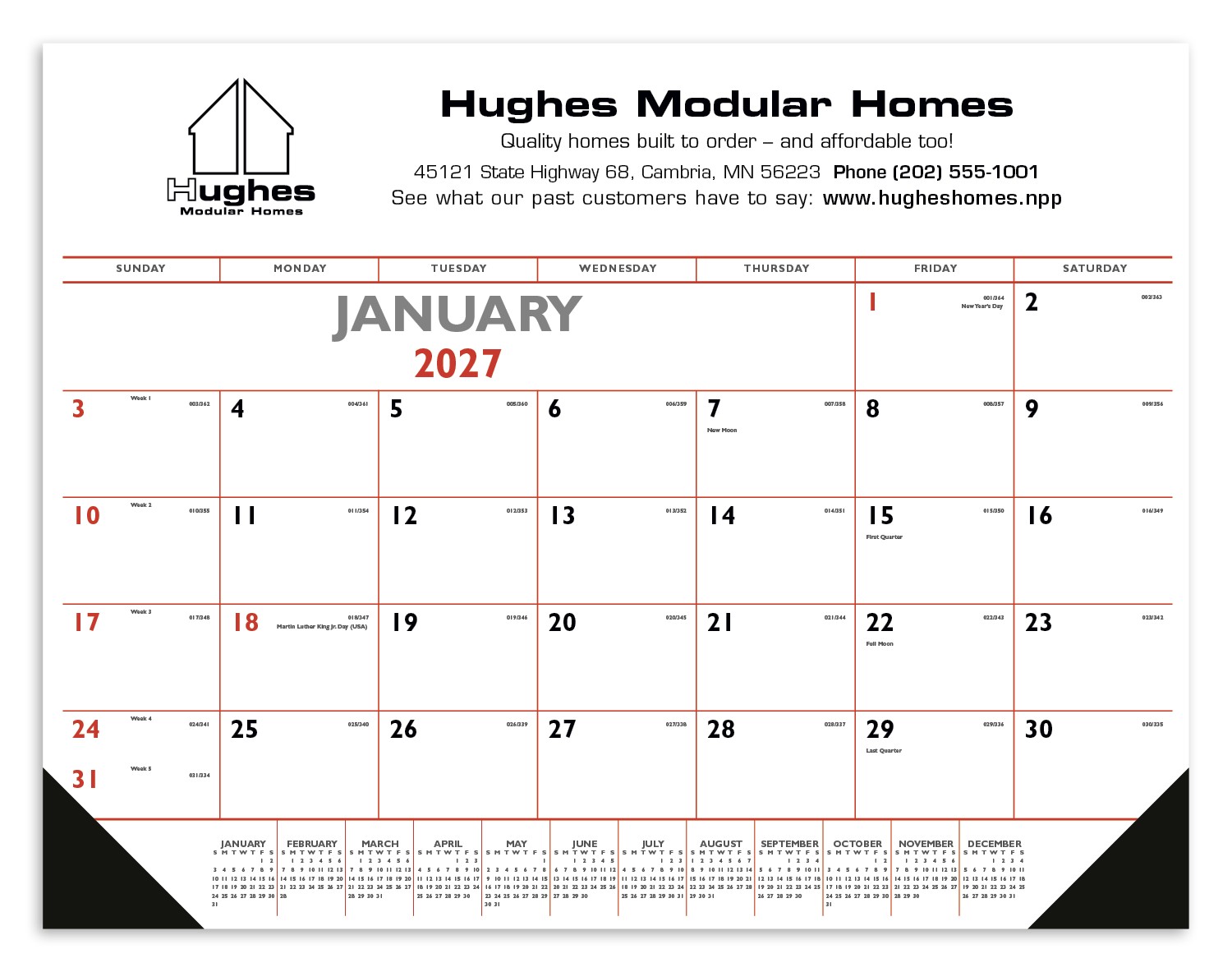 Picture of Triumph® Calendars Red & Black Desk Pad with Vinyl Corners