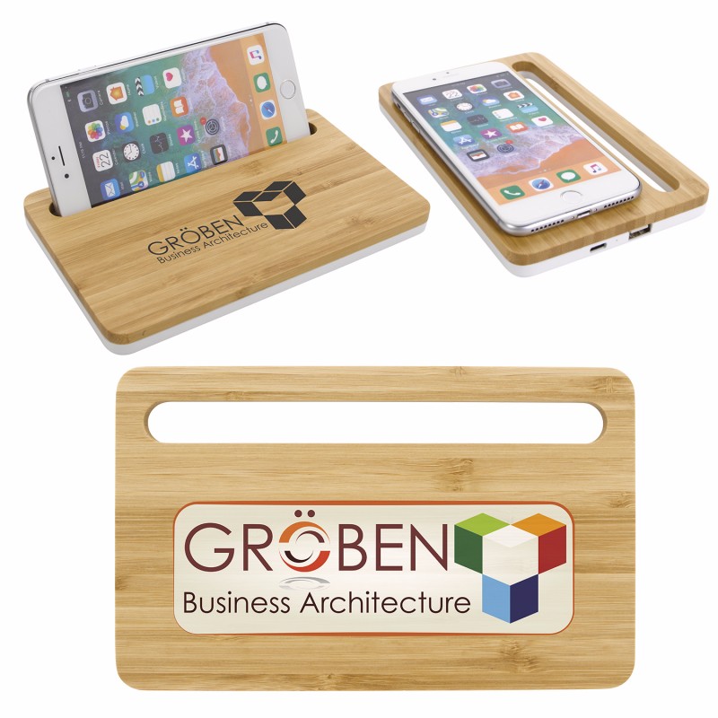 Picture of Bamboo Wireless Charging Pad with Phone Stand