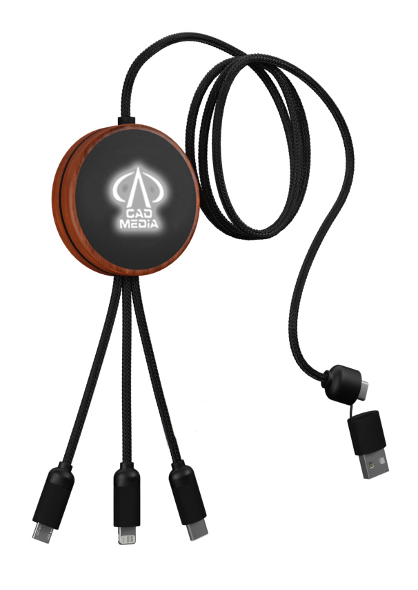 Picture of SCX Innovative Design™ 5-in-1 Bamboo 5W Wireless Charging Cable