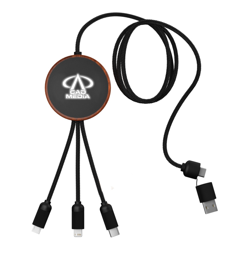 Picture of SCX Innovative Design™ 5-in-1 Bamboo 5W Wireless Charging Cable