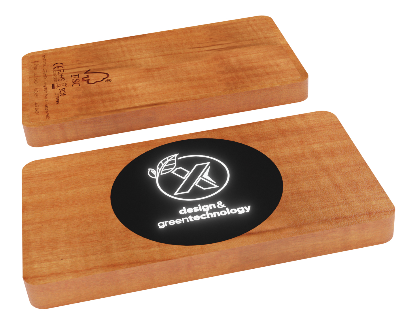 Picture of SCX Innovative Design™ Bamboo Wireless Power Bank 10,000 mAh