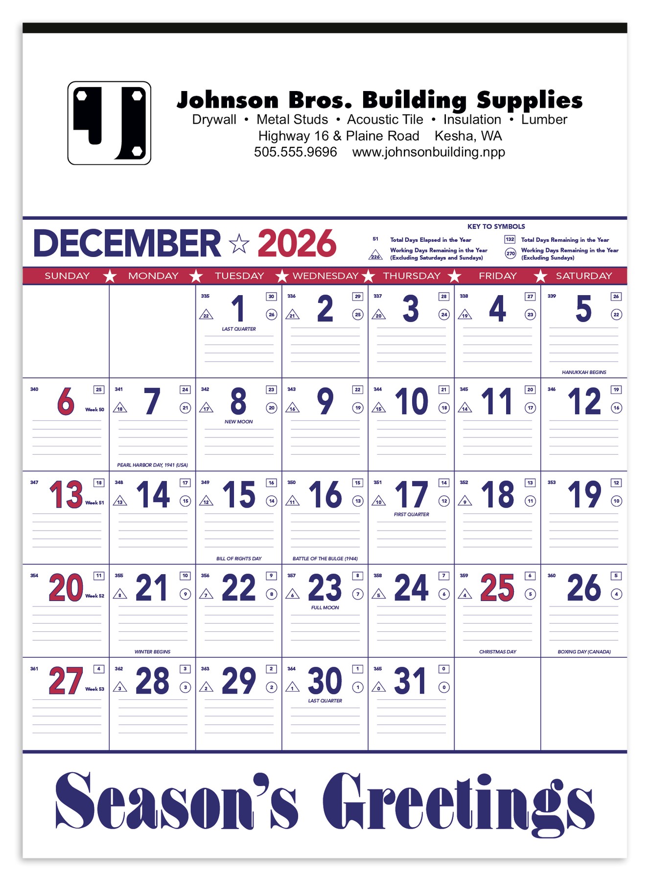 Picture of Triumph® Calendars Patriotic Contractor Memo Calendar