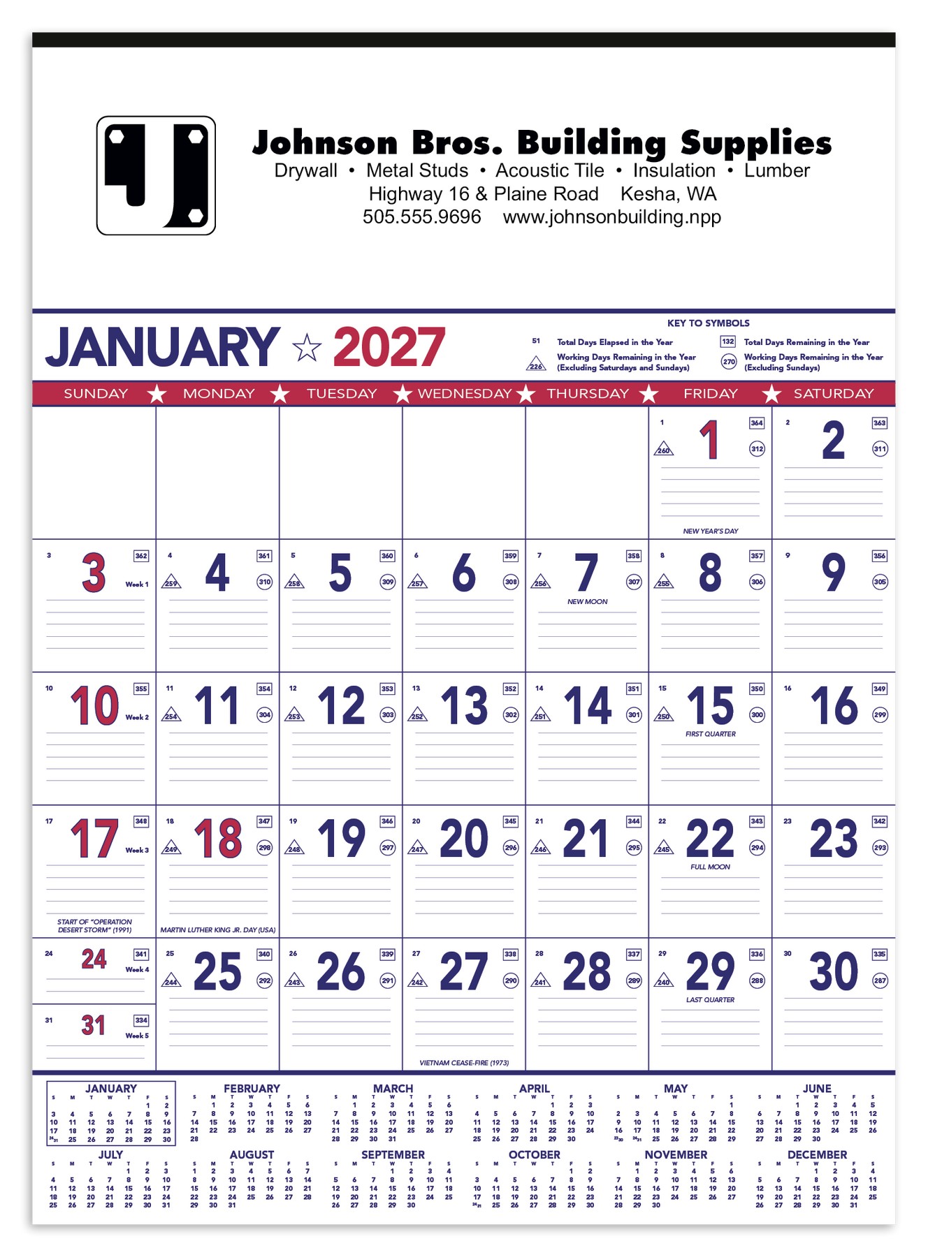 Picture of Triumph® Calendars Patriotic Contractor Memo Calendar
