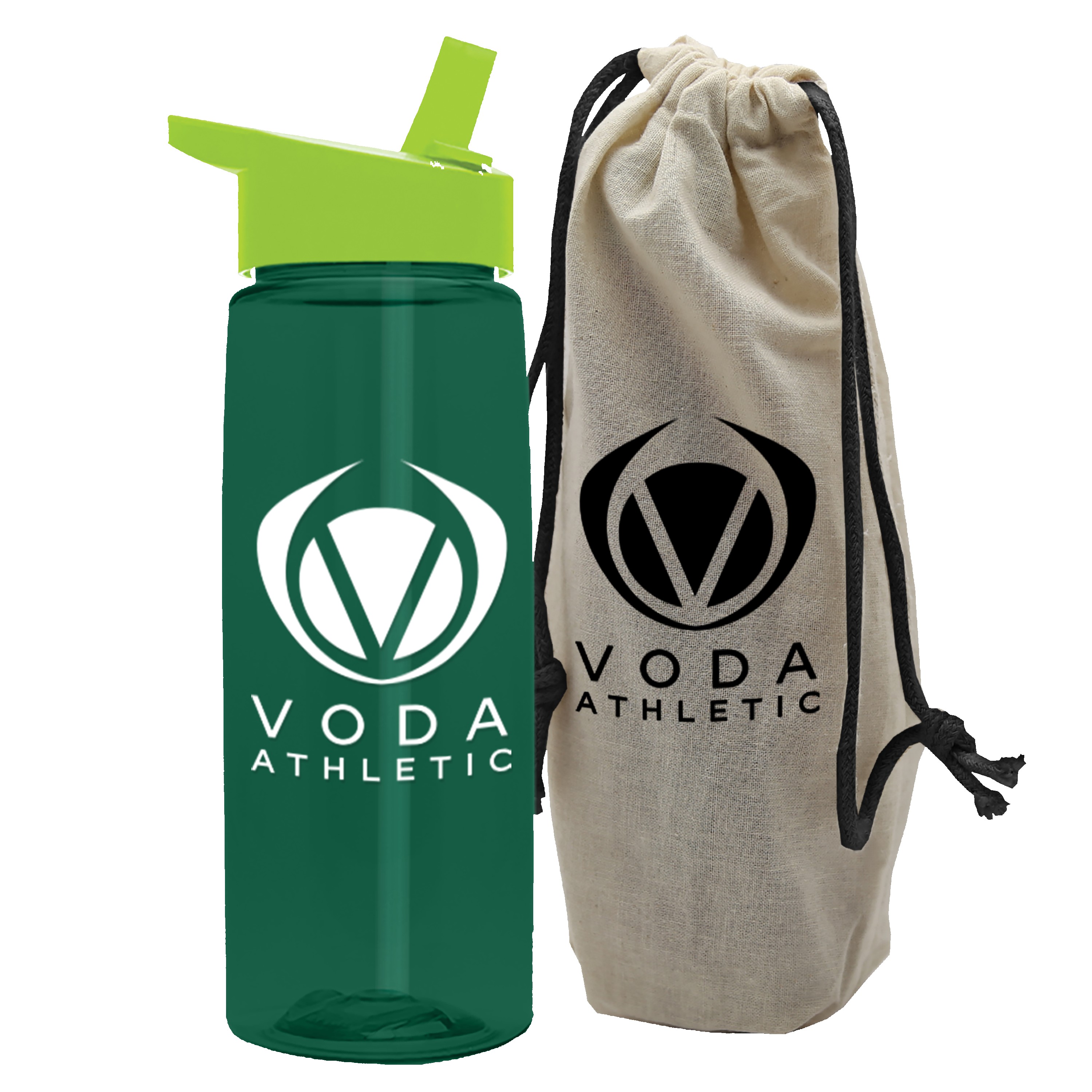 Picture of Garyline® Flair Tritan® Bottle with Flip-Straw Lid in a Cotton Bag - 26 oz.