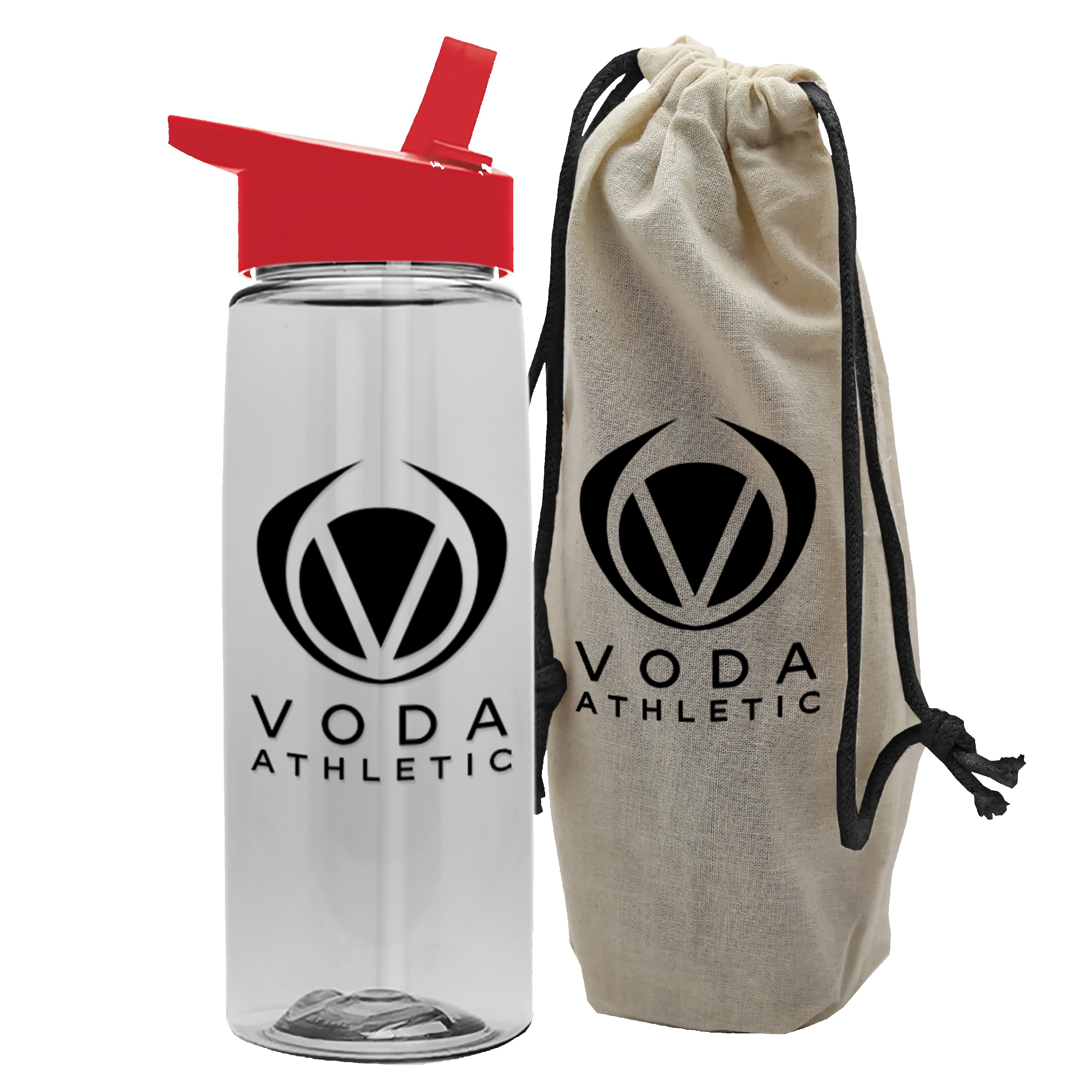 Picture of Garyline® Flair Tritan® Bottle with Flip-Straw Lid in a Cotton Bag - 26 oz.