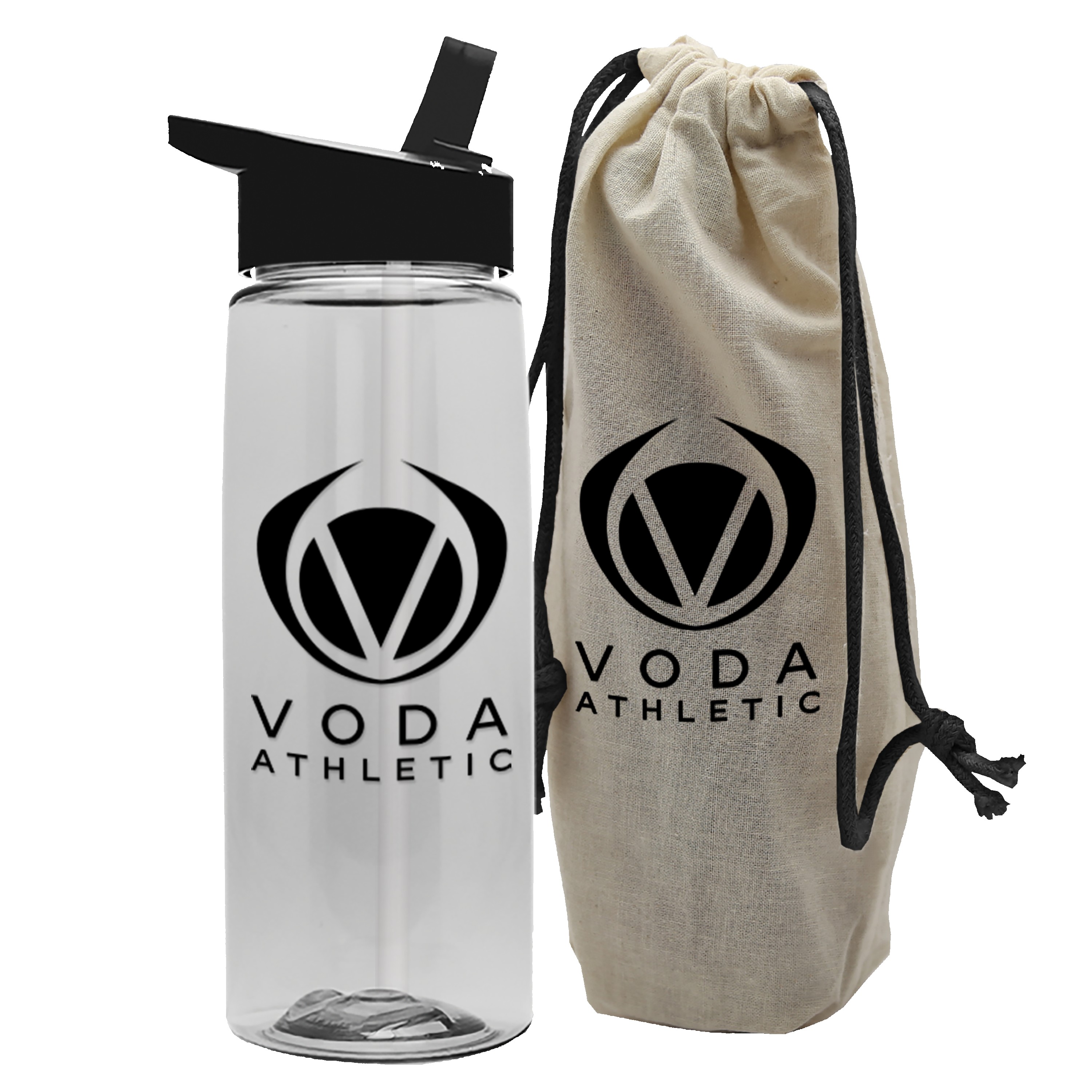 Picture of Garyline® Flair Tritan® Bottle with Flip-Straw Lid in a Cotton Bag - 26 oz.