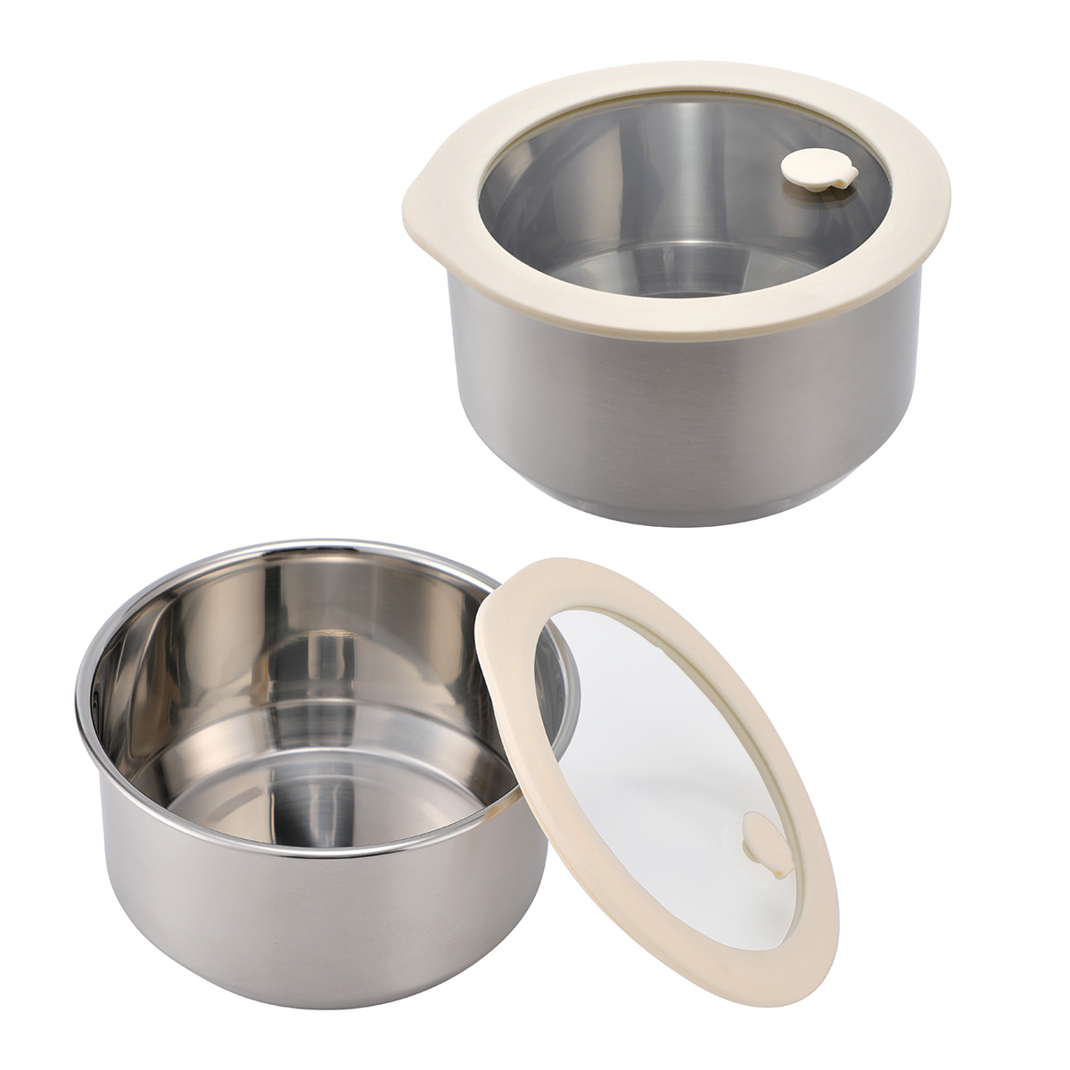 Picture of Prima 38 oz Microwaveable Stainless Steel Bowl With Vented Glass Lid