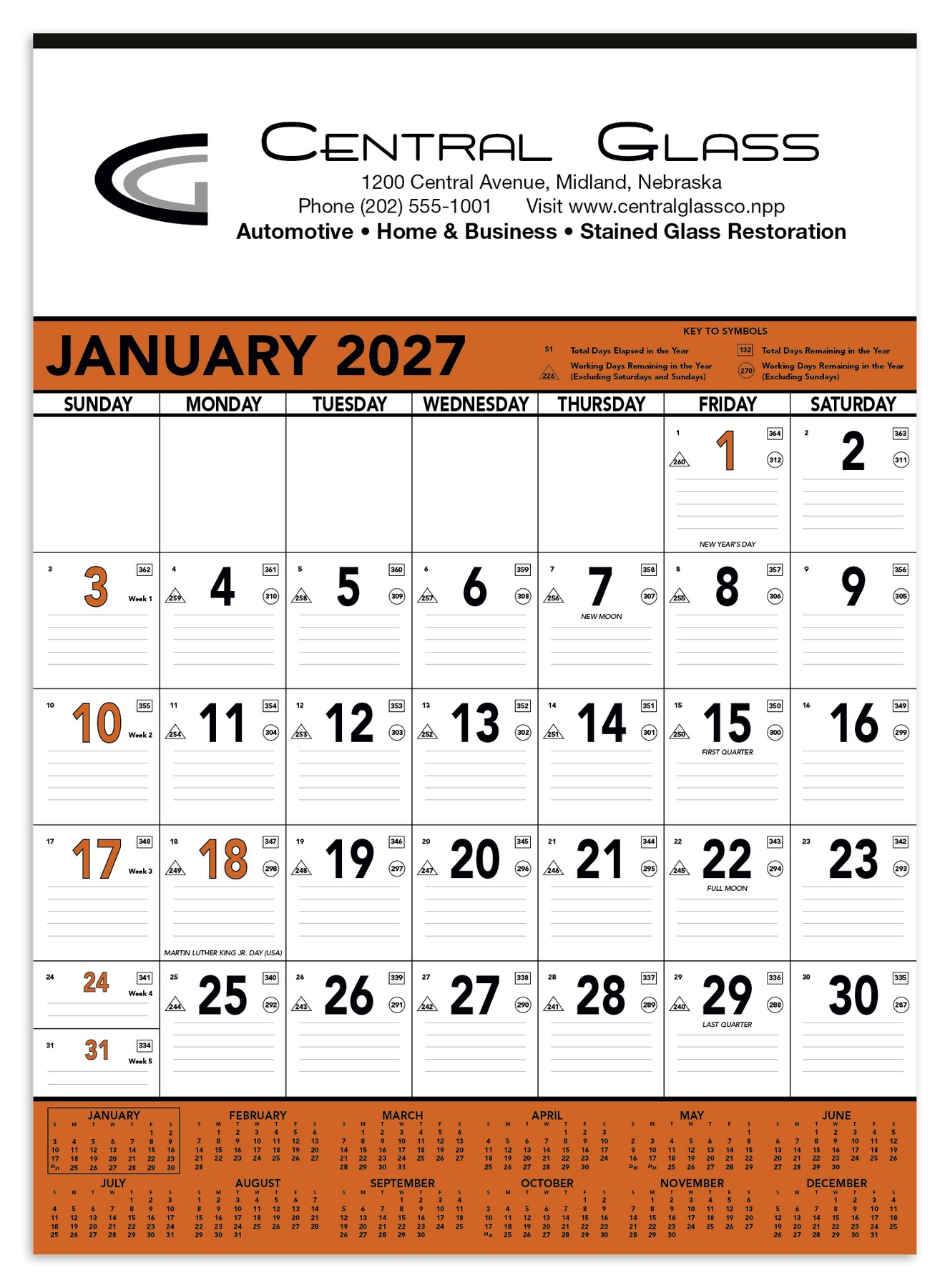 Picture of Triumph® Calendars Orange & Black Contractor Memo Calendar