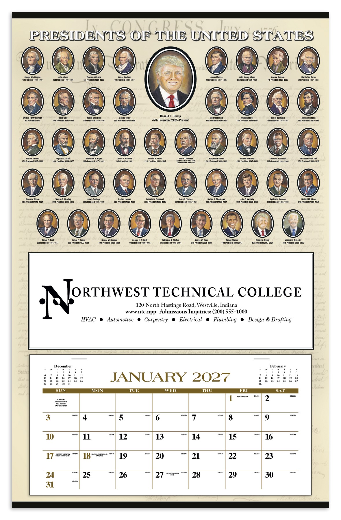 Picture of Triumph® Calendars Presidents Hanger 12-Month Calendar