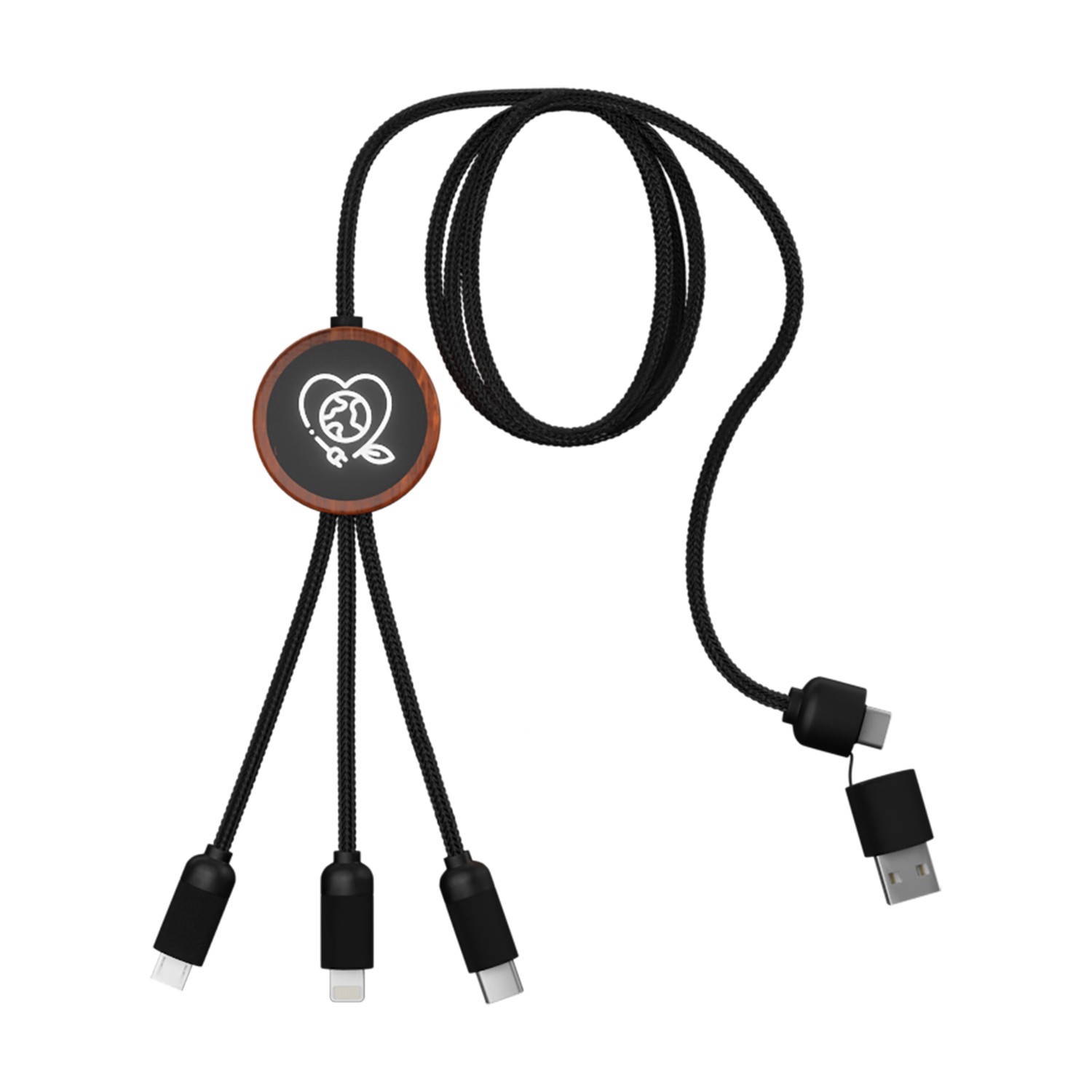 Picture of Bamboo 5-in-1 Charging Cable with Light-Up Logo
