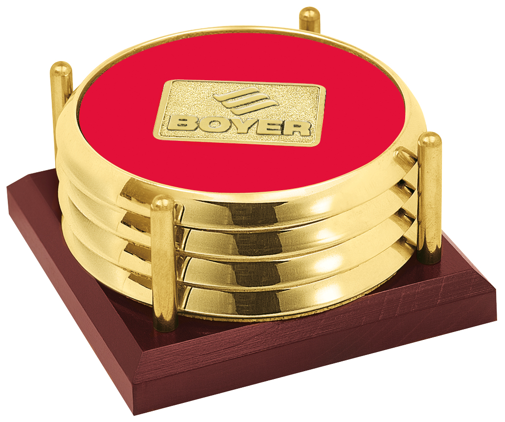 Picture of JAFFA® Four Coasters with Solid Cherry Tray