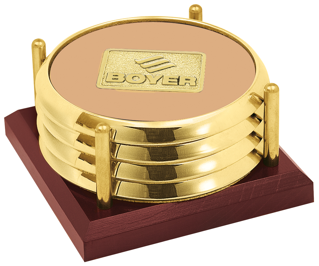 Picture of JAFFA® Four Coasters with Solid Cherry Tray