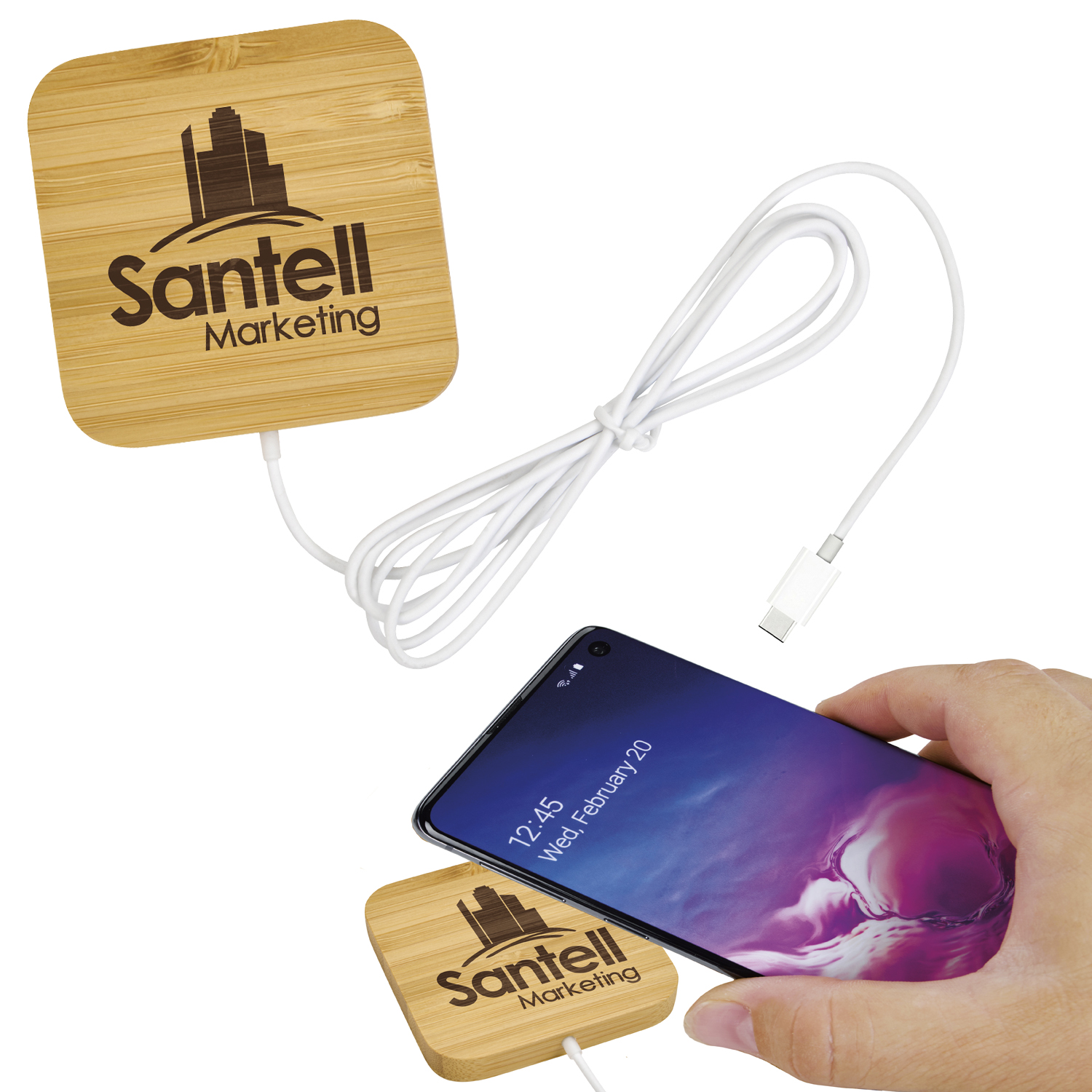 Picture of Good Value™ Bamboo Magnet-Hold 15W Wireless Charger