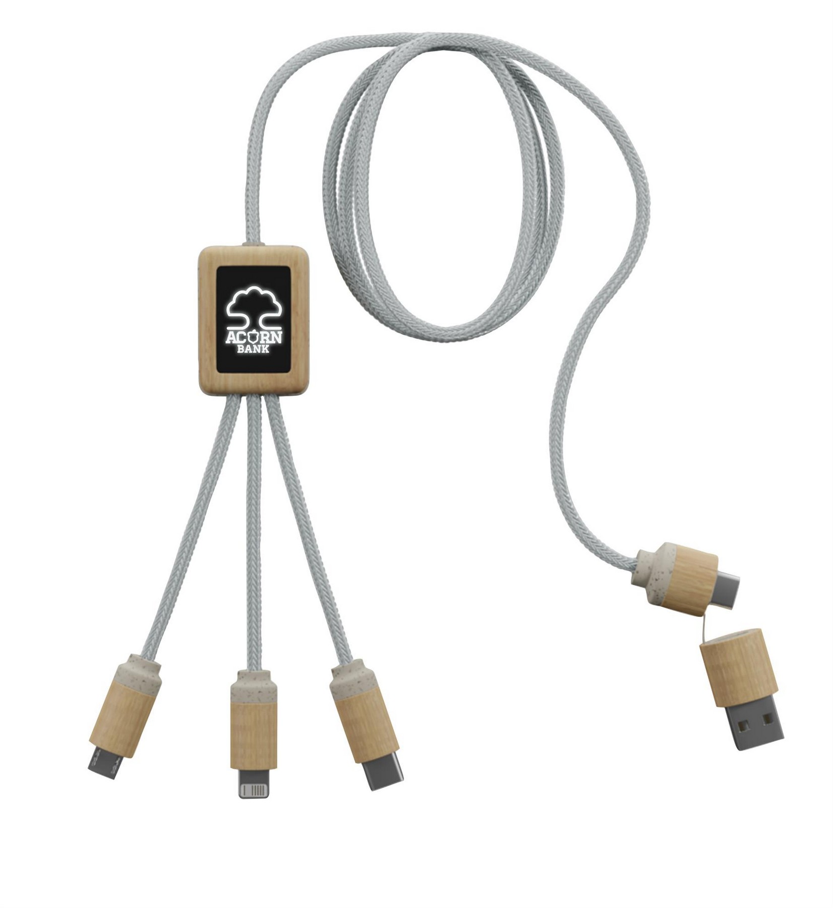 Picture of SCX Innovative Design™ 5-in-1 Bamboo Charging Cable 2A