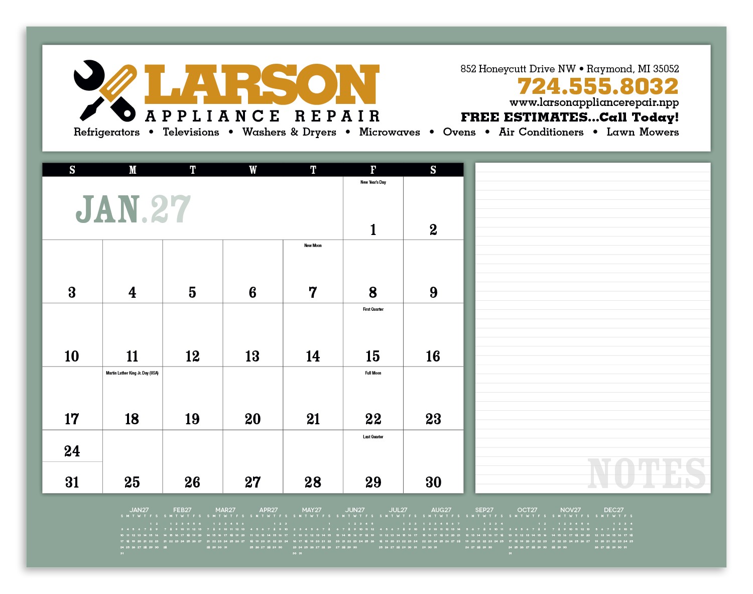 Picture of Triumph® Calendars Notes Desk Pad