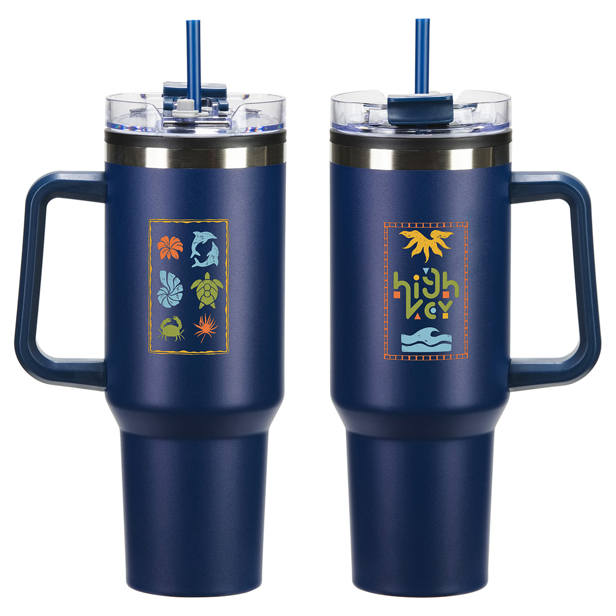 Picture of Ohana 40 oz Stainless Steel/Polypropylene Mug with Color-Matching Handle