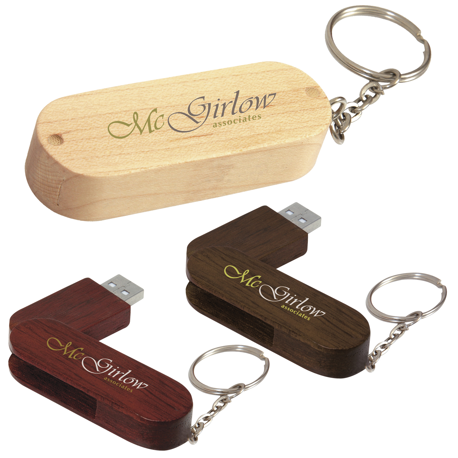 Picture of Universal Source® 1 GB Bamboo Bullet Keyring USB 2.0 Flash Drive