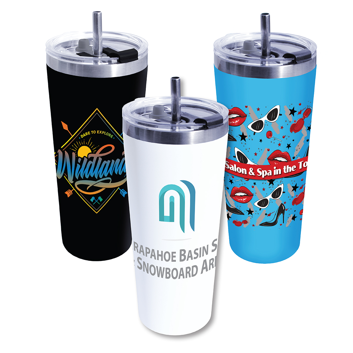 Picture of 22 Oz. Memphis Tumbler w/Flip Top Lid & Stainless Steel Straw (Full Color Digital)