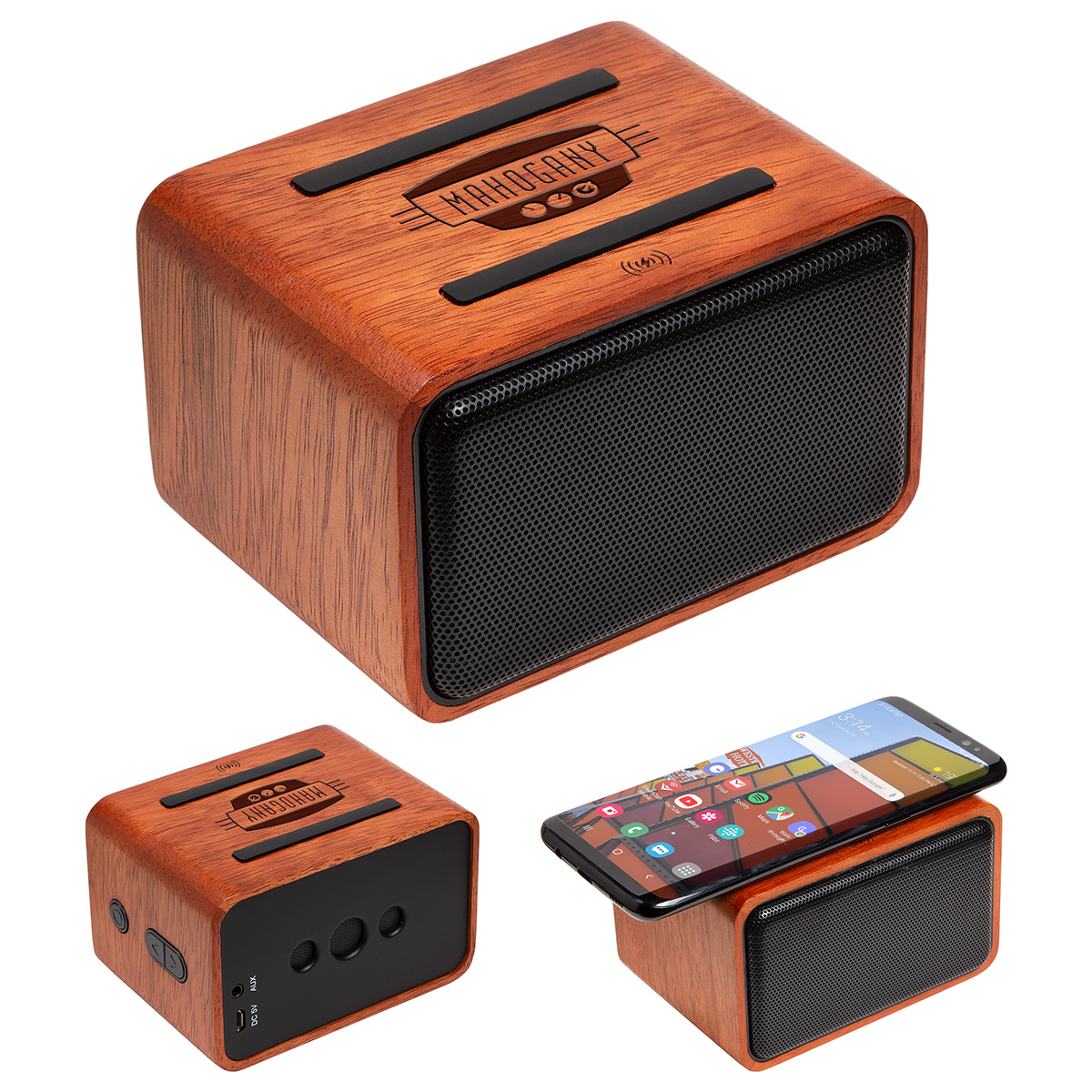 Picture of Mahogany Wireless Speaker with Wireless Charger
