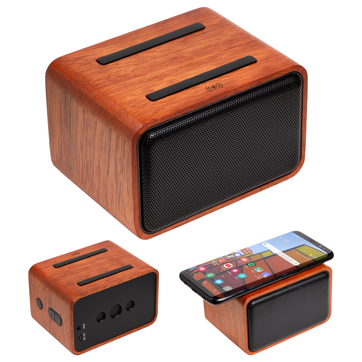 Picture of Mahogany Wireless Speaker with Wireless Charger
