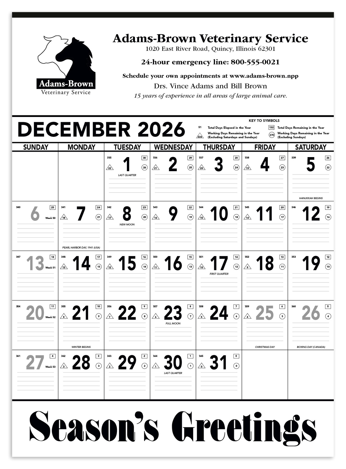 Picture of Triumph® Calendars Black & White Contractor Memo Calendar