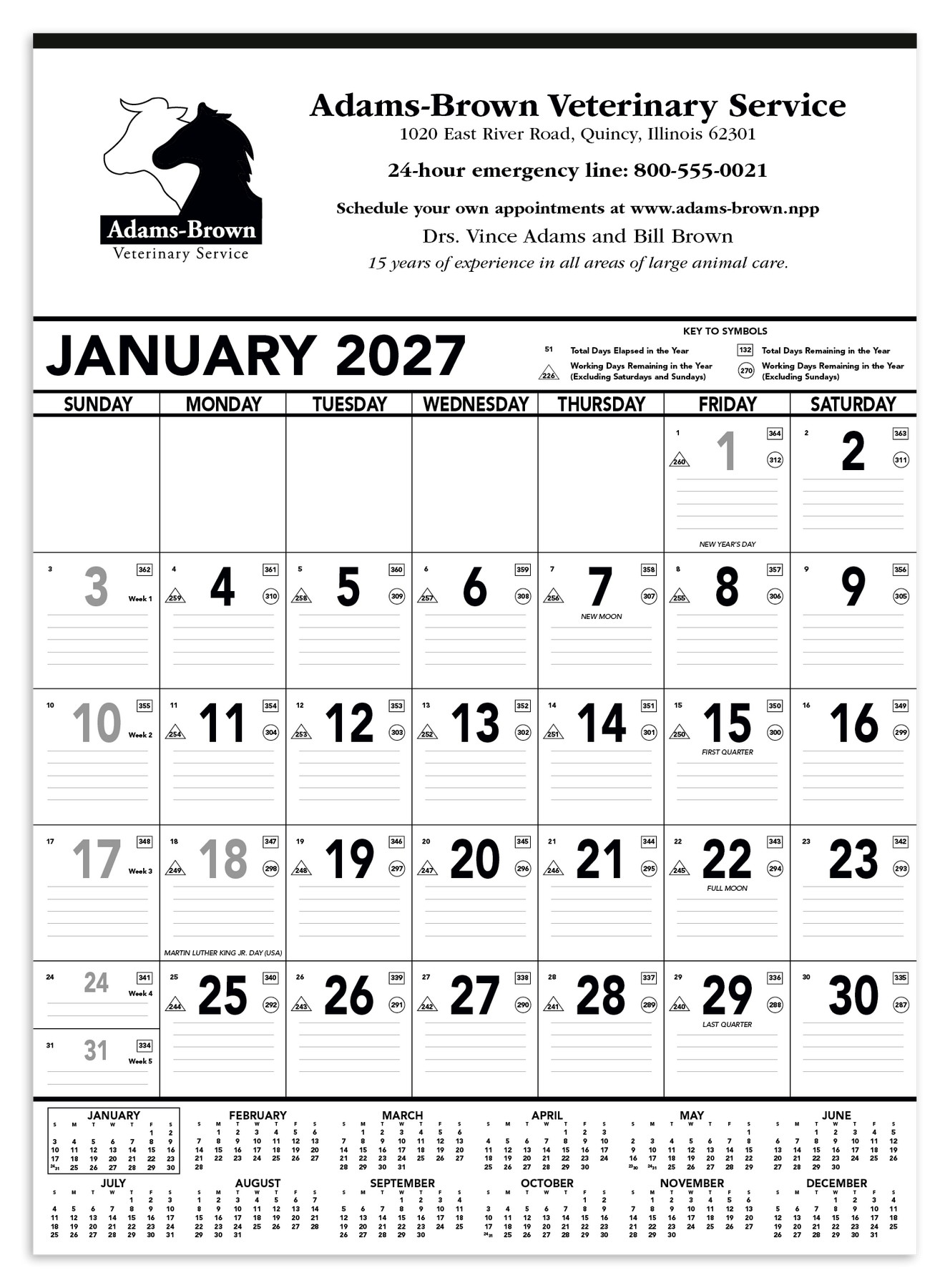 Picture of Triumph® Calendars Black & White Contractor Memo Calendar