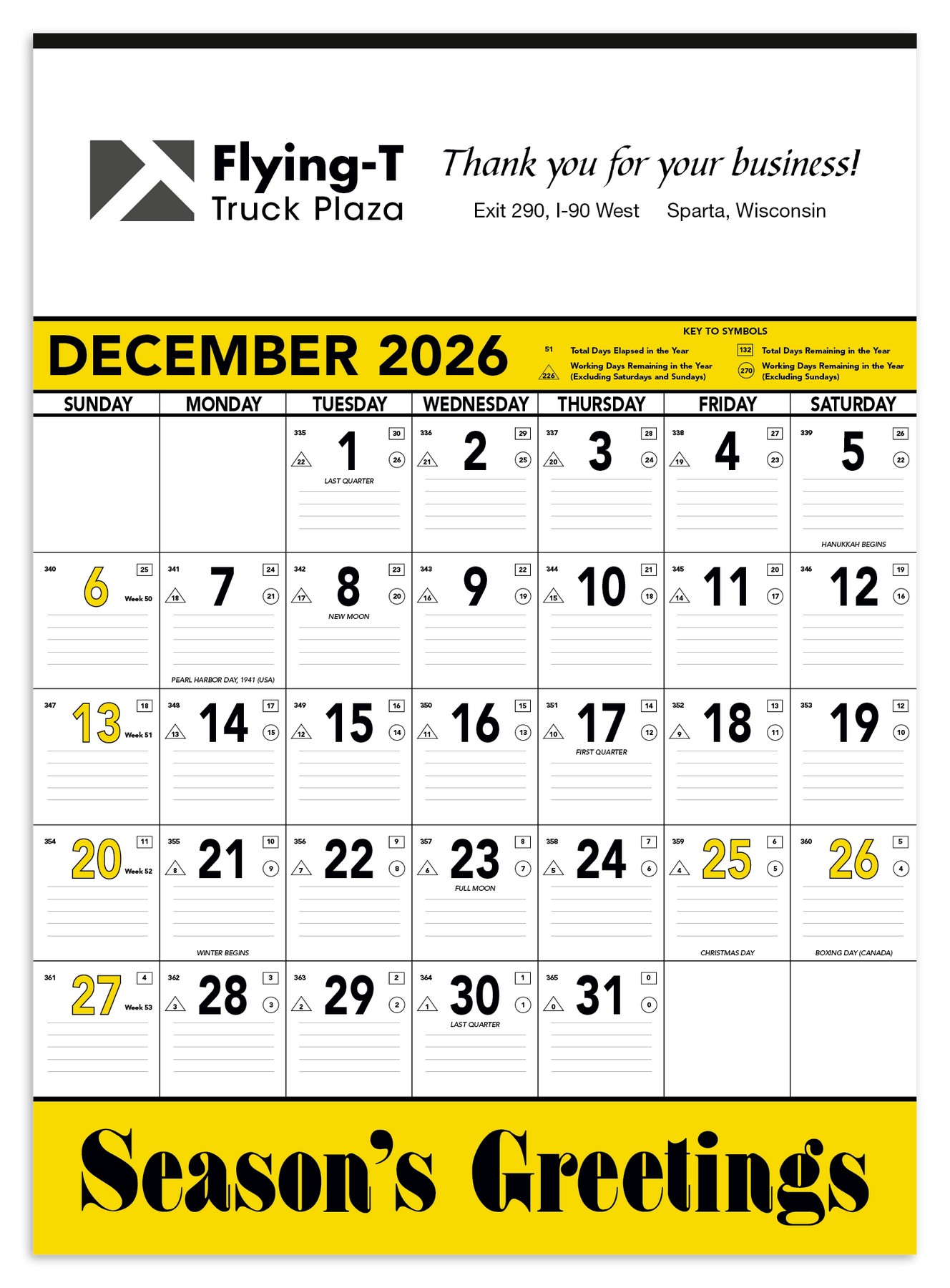 Picture of Triumph® Calendars Yellow & Black Contractor Memo Calendar