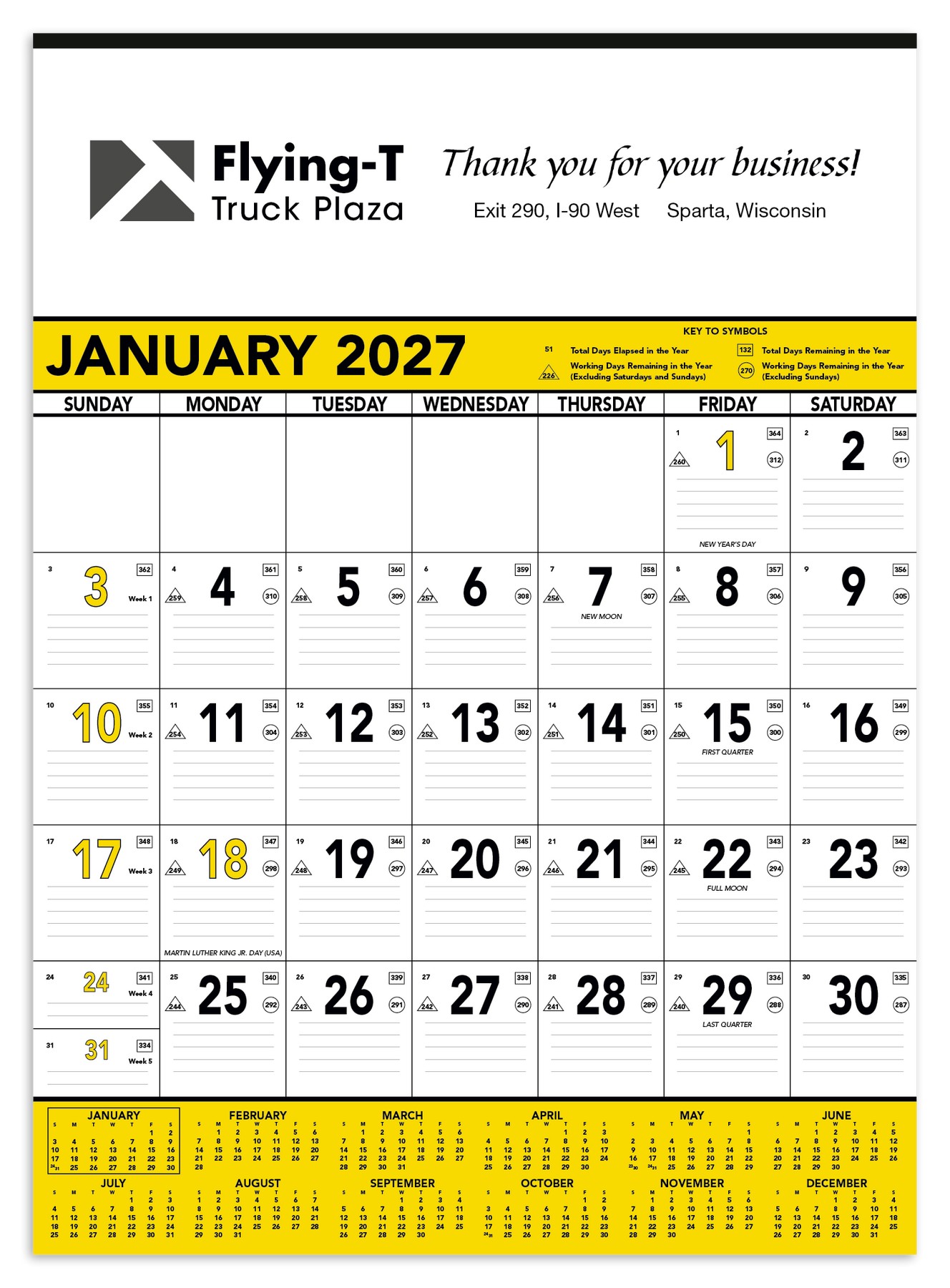 Picture of Triumph® Calendars Yellow & Black Contractor Memo Calendar