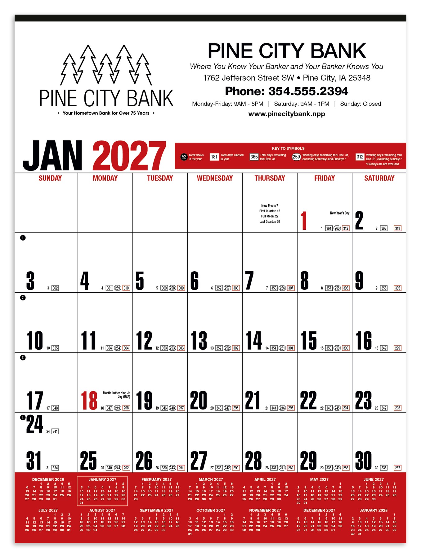 Picture of HotLine® Products Yearly Record® Red Calendar