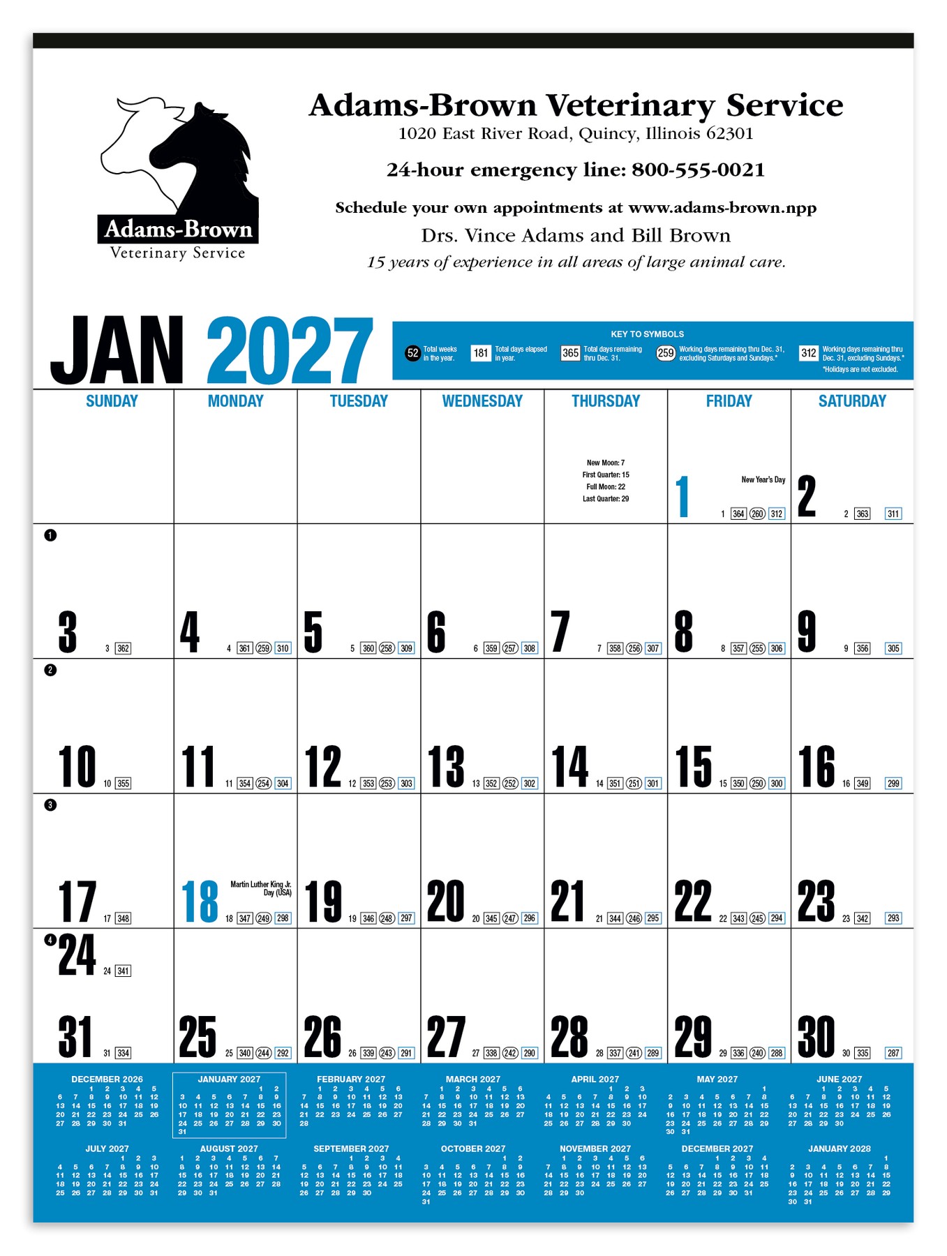 Picture of HotLine® Products Yearly Record® Blue Calendar