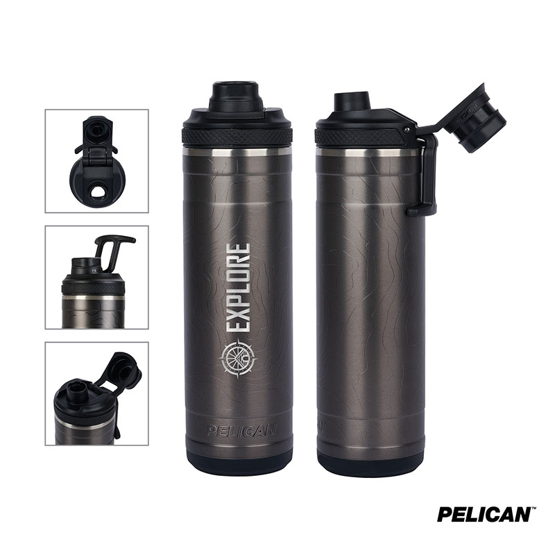 Picture of Pelican Pacific Chug 26 oz. Topographical Recycled Double Wall Stainless Steel Water Bottle