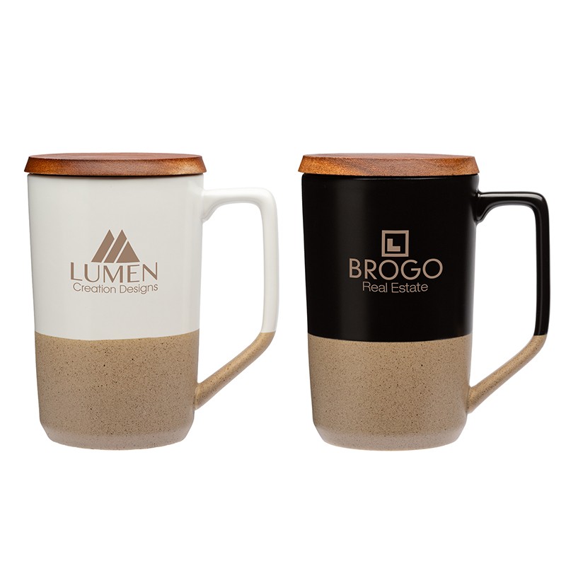 Picture of Mogiana 15 oz. Two-Tone Ceramic Mug w/ Wood Lid