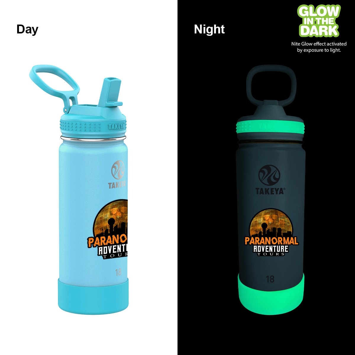 Picture of Takeya 18 oz. Actives Glow in the Dark Bottle, Full Color Digital