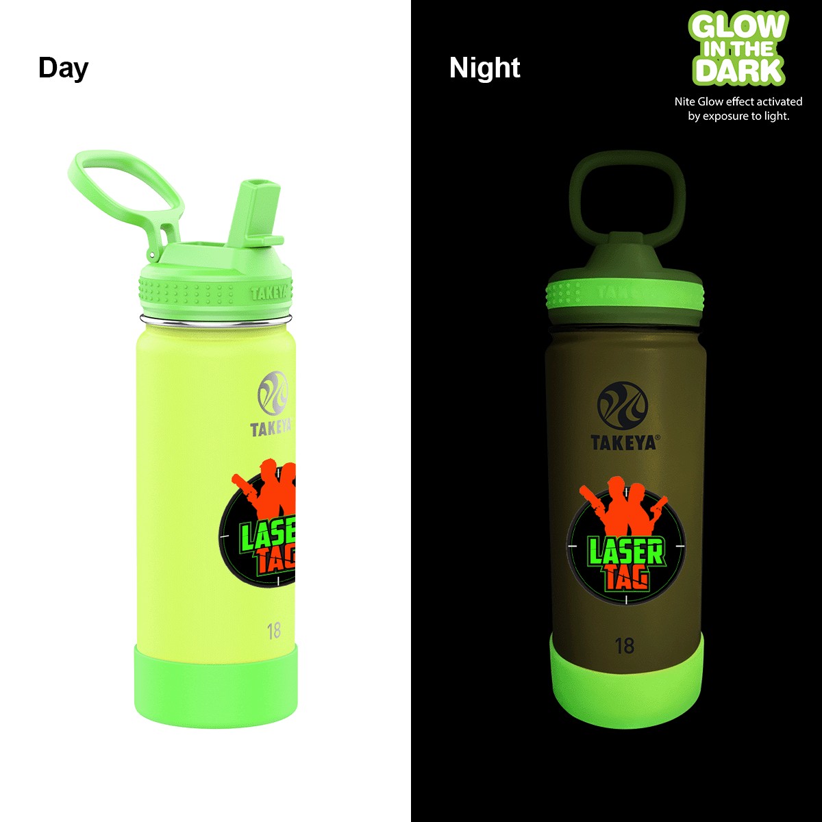 Picture of Takeya 18 oz. Actives Glow in the Dark Bottle, Full Color Digital