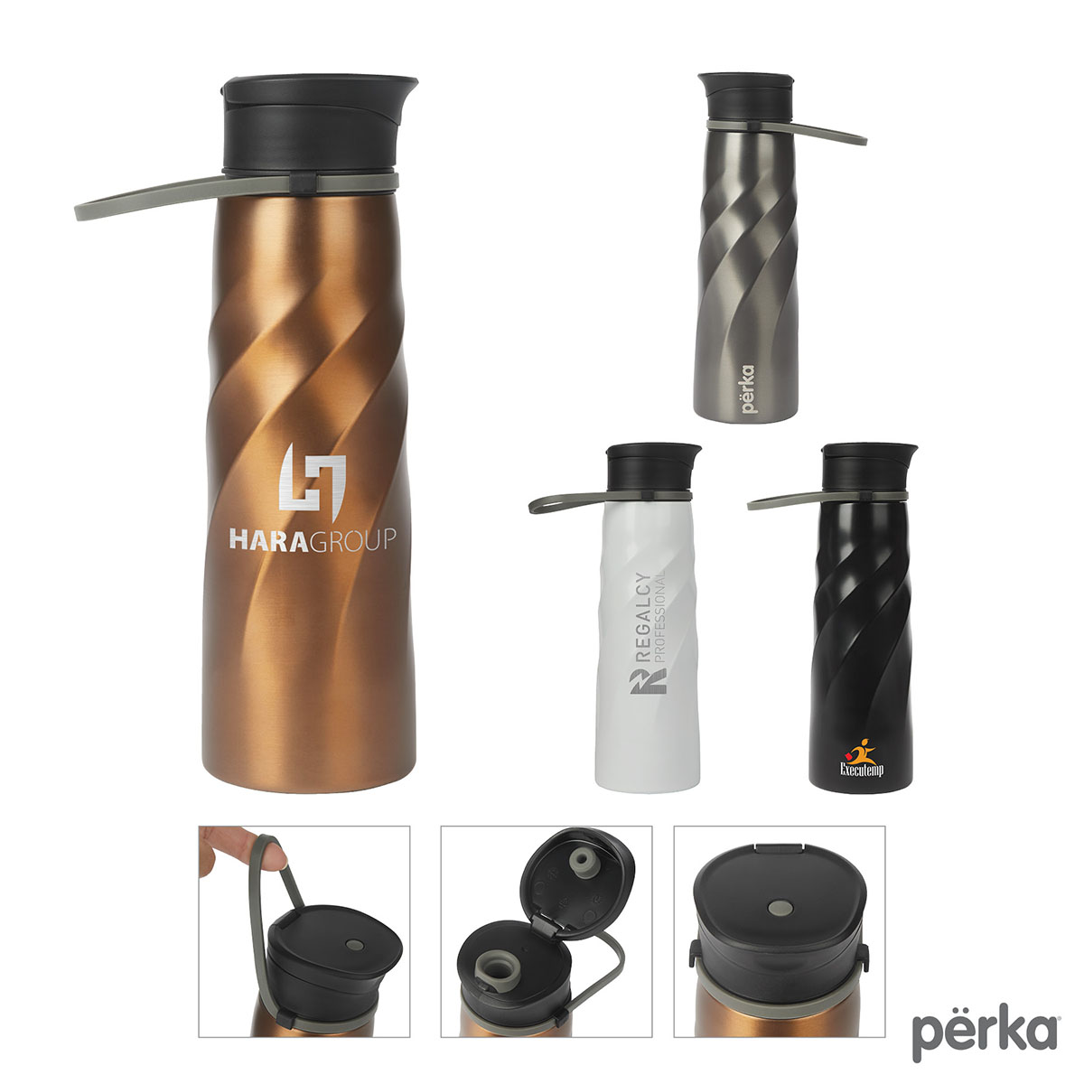 Picture of Perka Tristan 34 oz./1L Single Wall Stainless Steel Sport Bottle