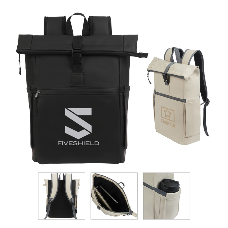 Picture of Casey PU Roll-Top Laptop Backpack