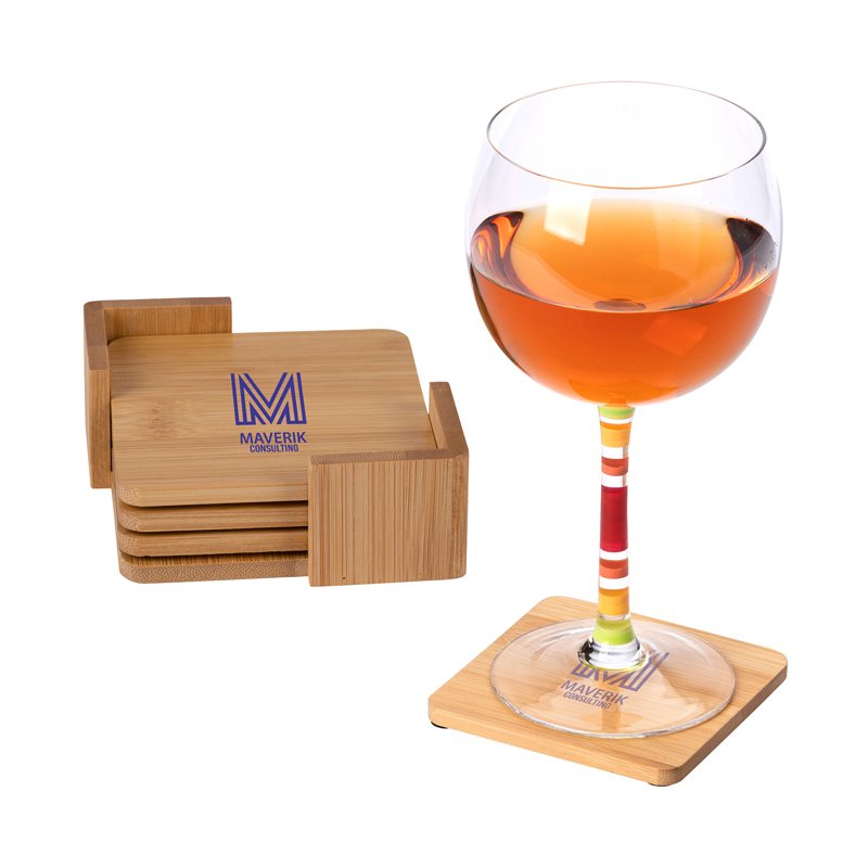 Picture of Brandon IV 4-Piece Bamboo Coaster Set