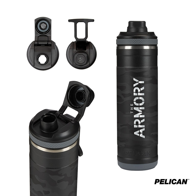 Picture of Pelican Pacific Chug 26 oz. Recycled Double Wall Stainless Steel Black Camo Water Bottle