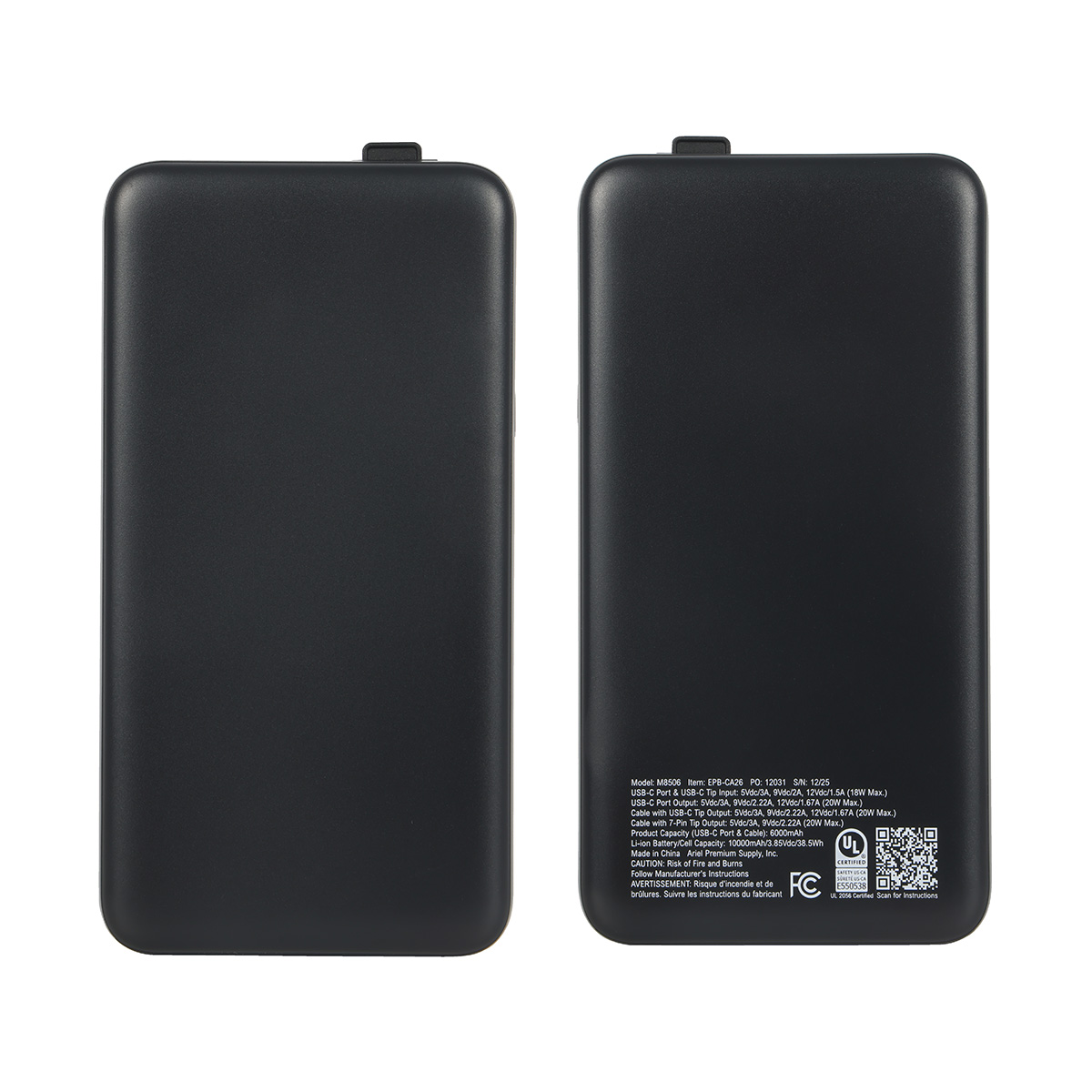 Picture of Cavalier 10000mAh 20W PD UL Listed Power Bank with Retractable Charging Cab