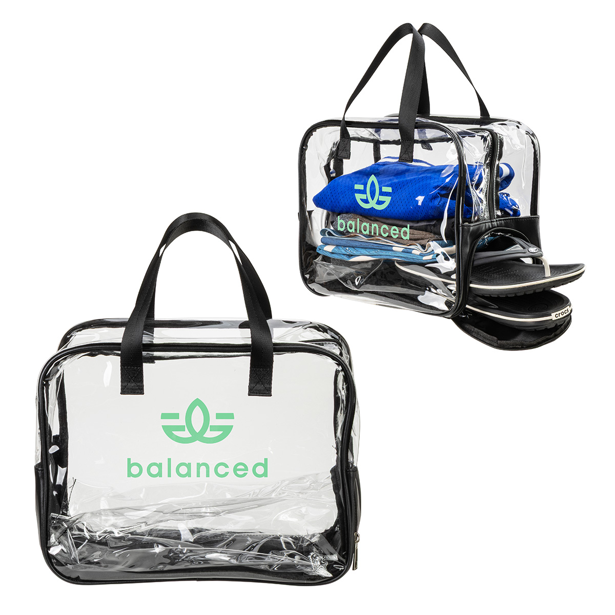 Picture of Gem Clear PVC Zippered Bag with Easy-Access Shoe Compartment