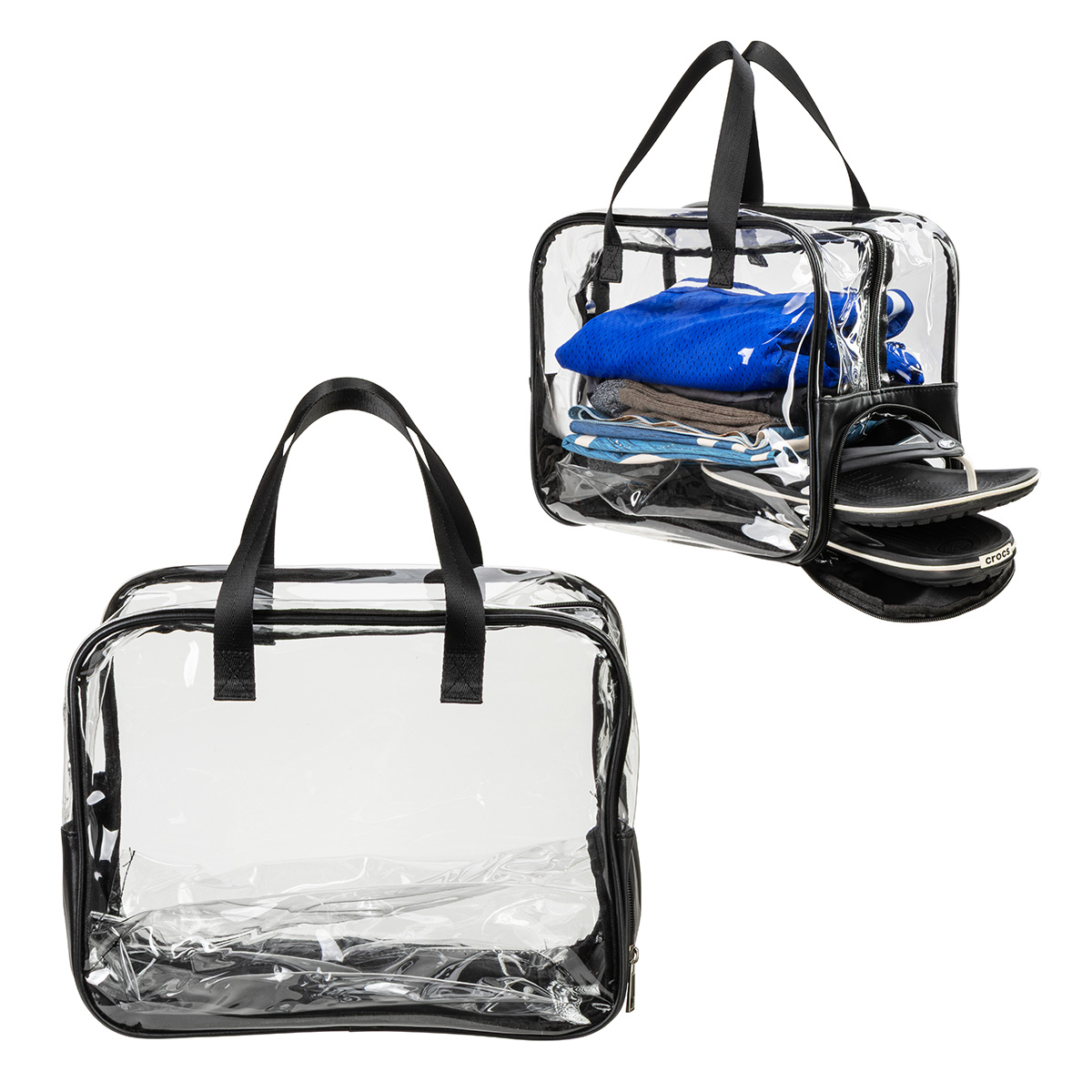 Picture of Gem Clear PVC Zippered Bag with Easy-Access Shoe Compartment